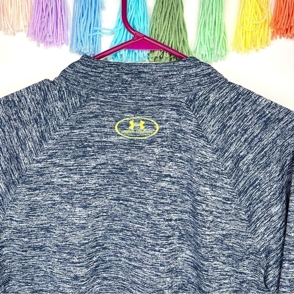 Under Armour Cold Gear Gray Navy Lime Chartreuse Long Sleeve Athletic Top Medium - Picture 9 of 15
